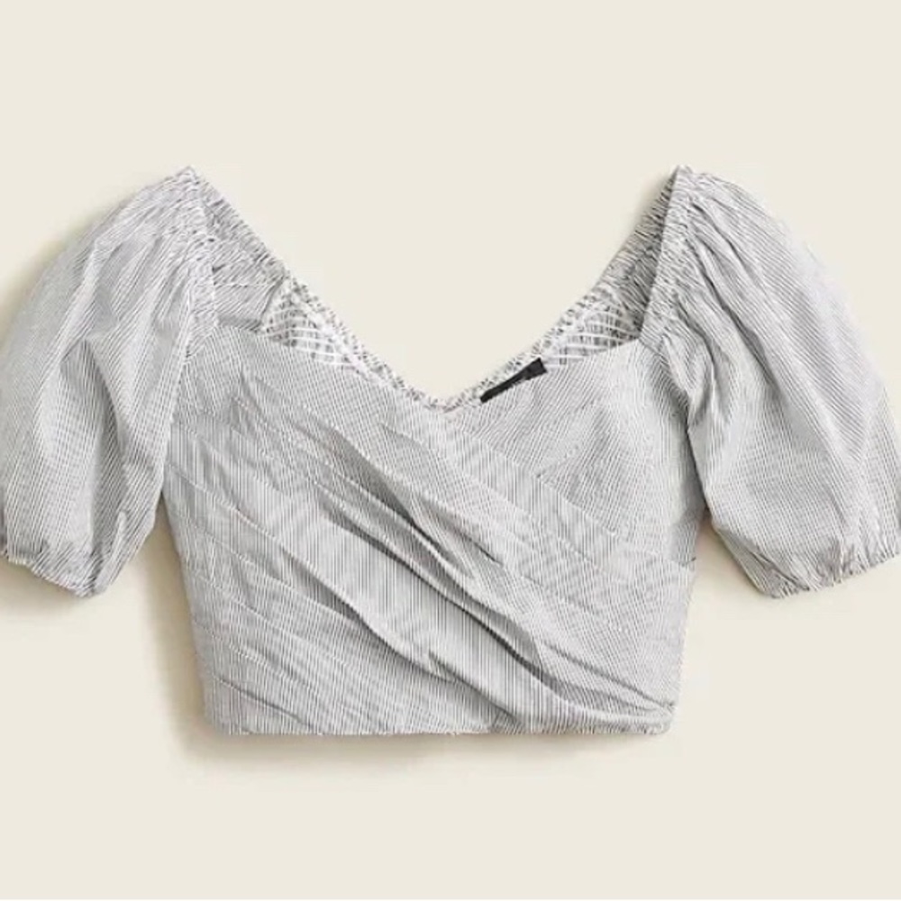 J.Crew Women’s Puff-sleeve organic cotton cropped top in stripe